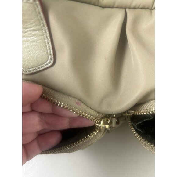 MZ Wallace Bedford Nylon Leather Beige Tan Jane Shoulder Bag - Picture 8 of 16